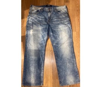 Men's Buckle Silver Jeans 38X32